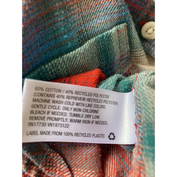 Mossimo Supply Co. Women's Small Plaid Button Boyfriend Red Green Flannel Top - Picture 4 of 4